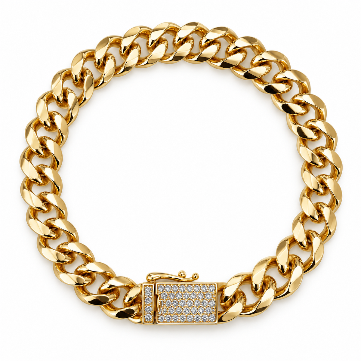 Luxe Cuban Link Bracelet with Pave-Set Lock Clasp ✨
