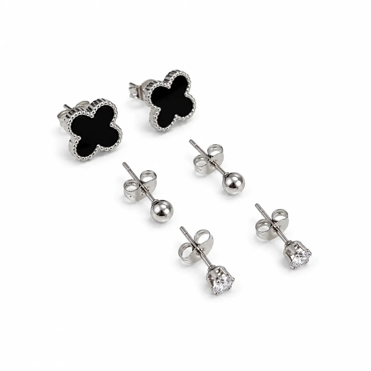 ⨠Silver Trio Stud Earrings Set