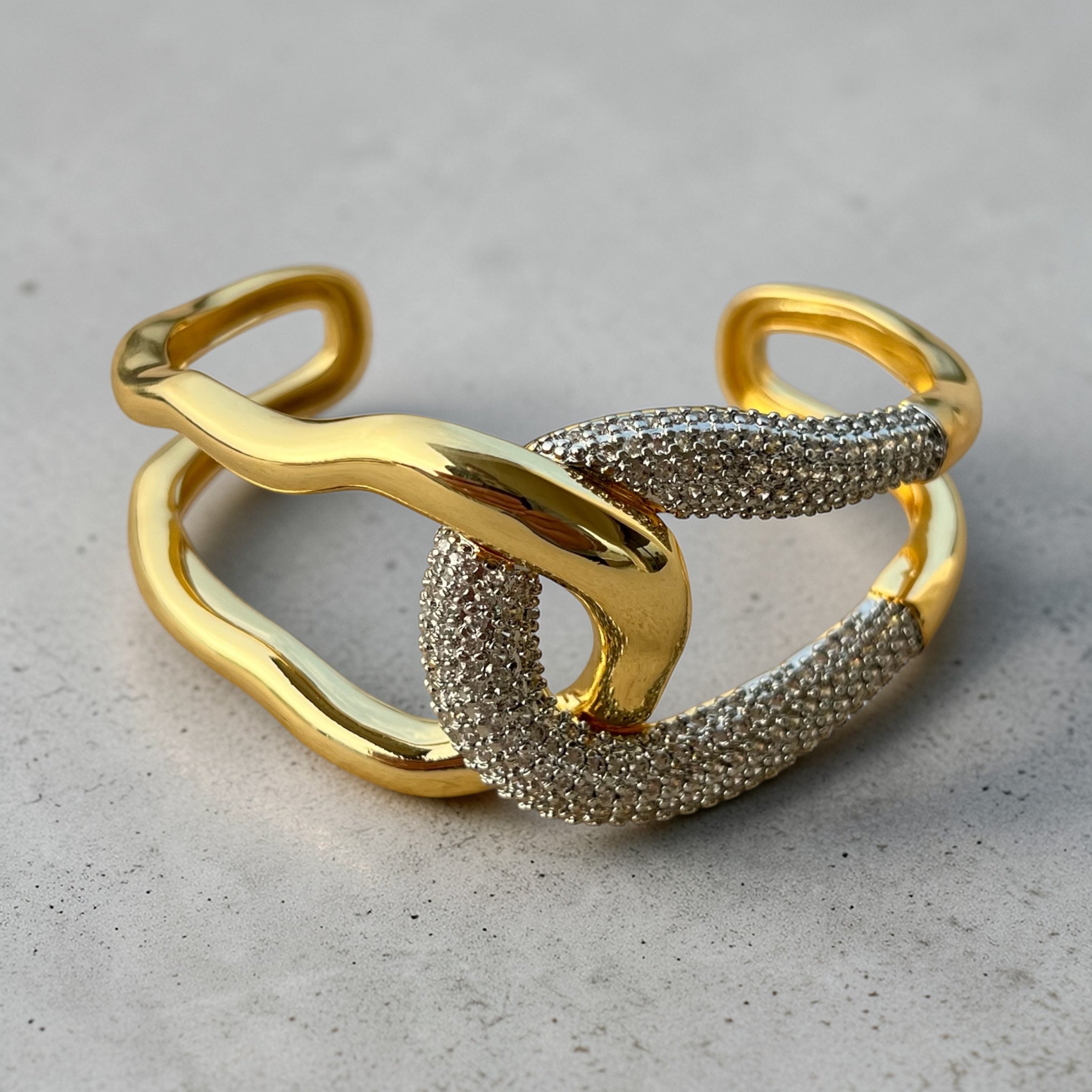 Gold Interlock Pavé Cuff