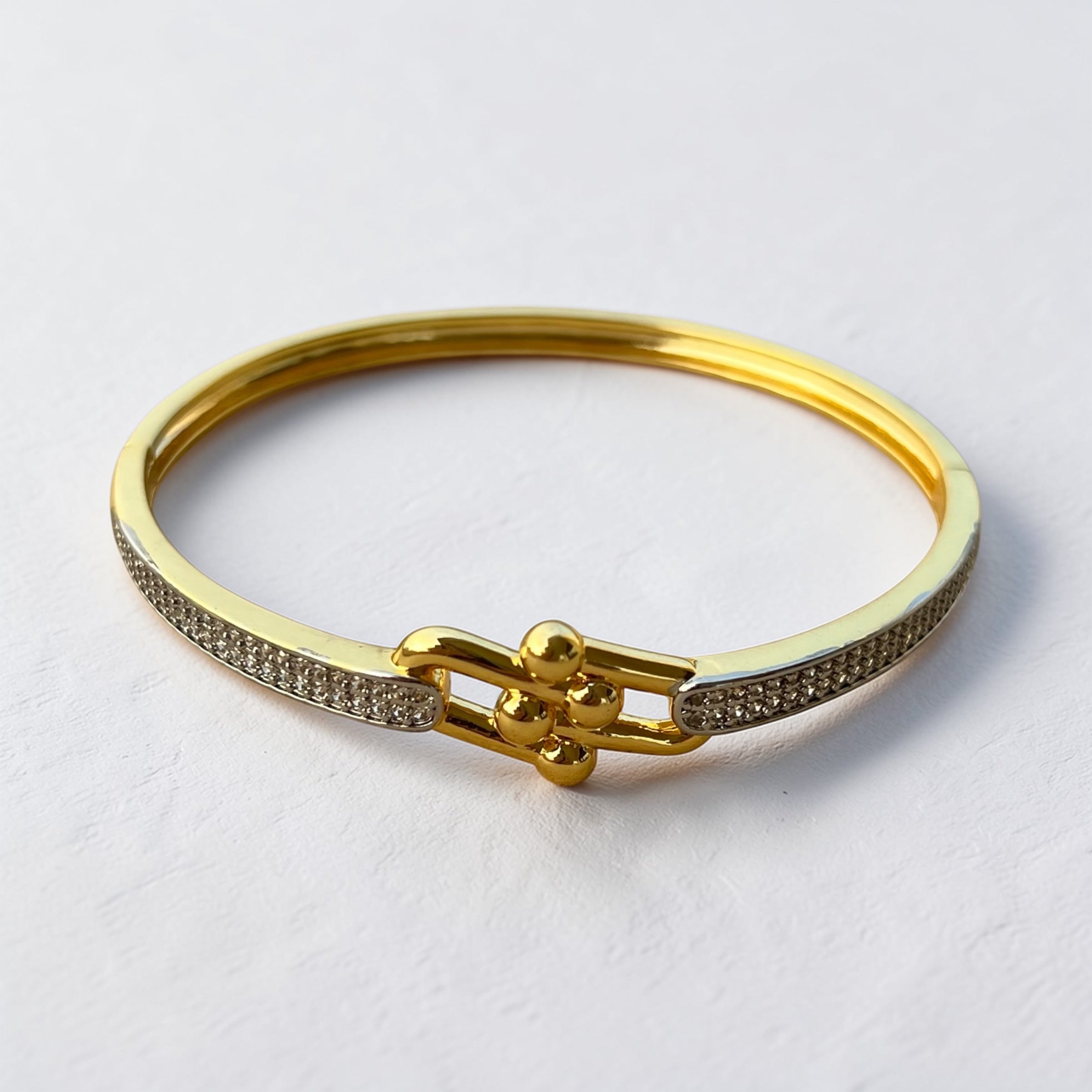 Gold & Crystal Link Accent Bangle