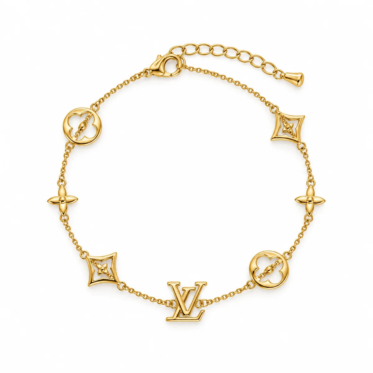 Luxe Icon Charm Bracelet – Pure Gold Elegance