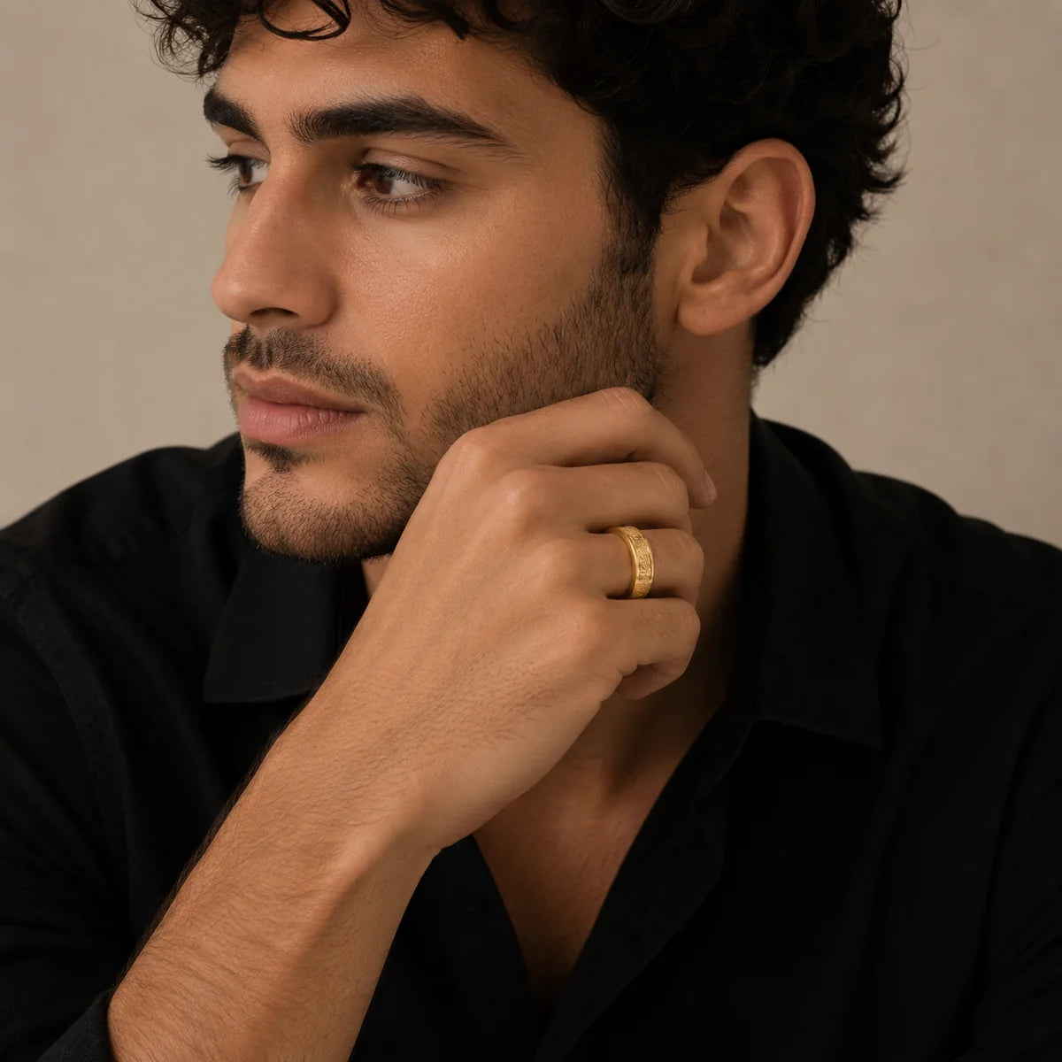 خاتم آية الكرسي – باللون الذهبي ✨