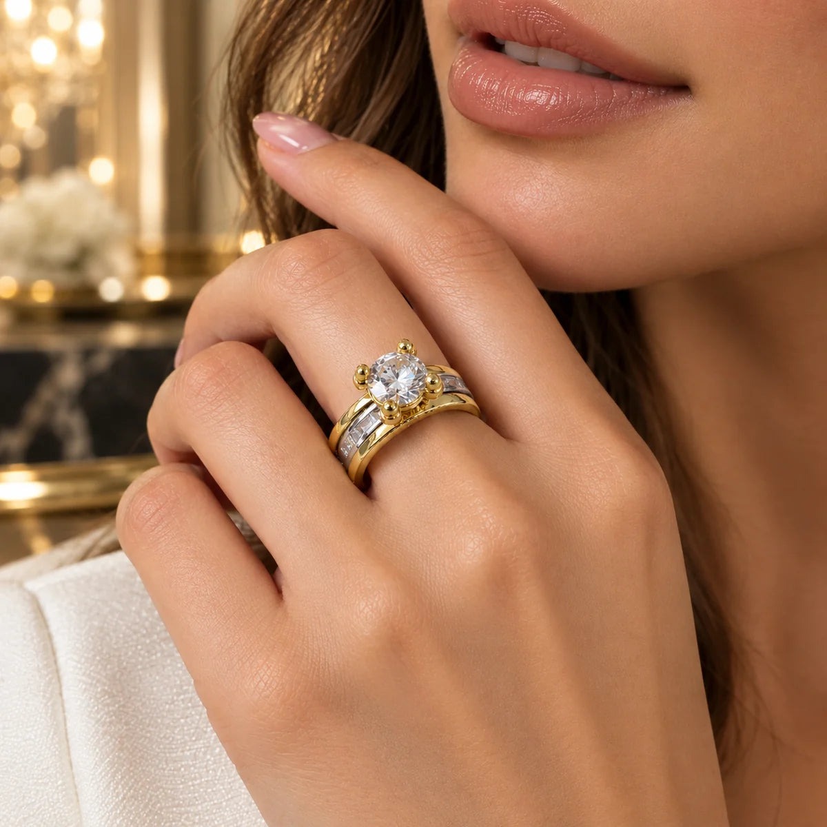 Royal Dual-Band Ring – Gold & Silver
