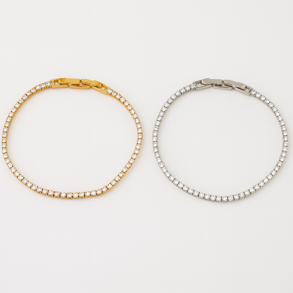 سوار تنس كلاسيكي رفيع ✨