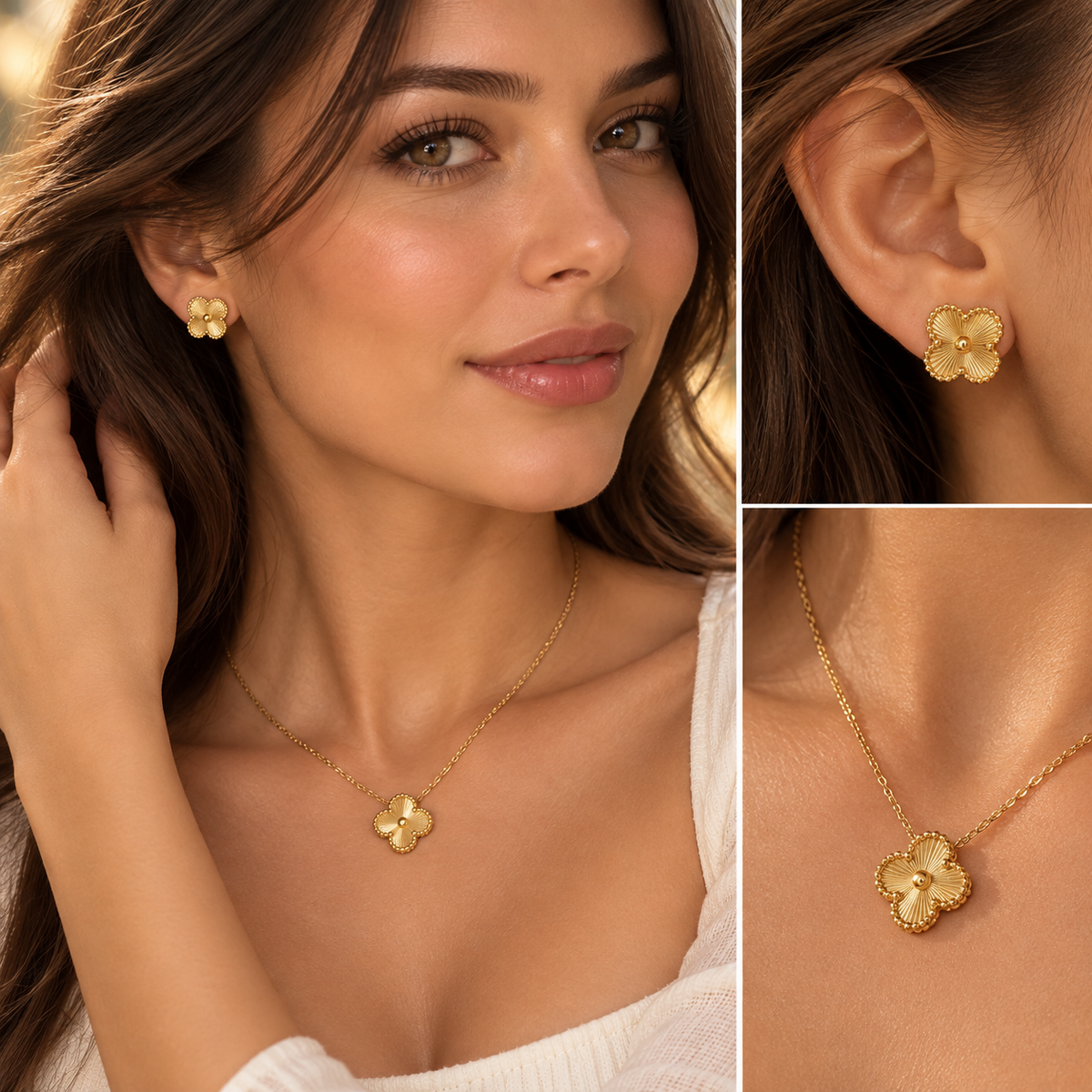 Golden Bloom Clover Set – Radiant & Refined