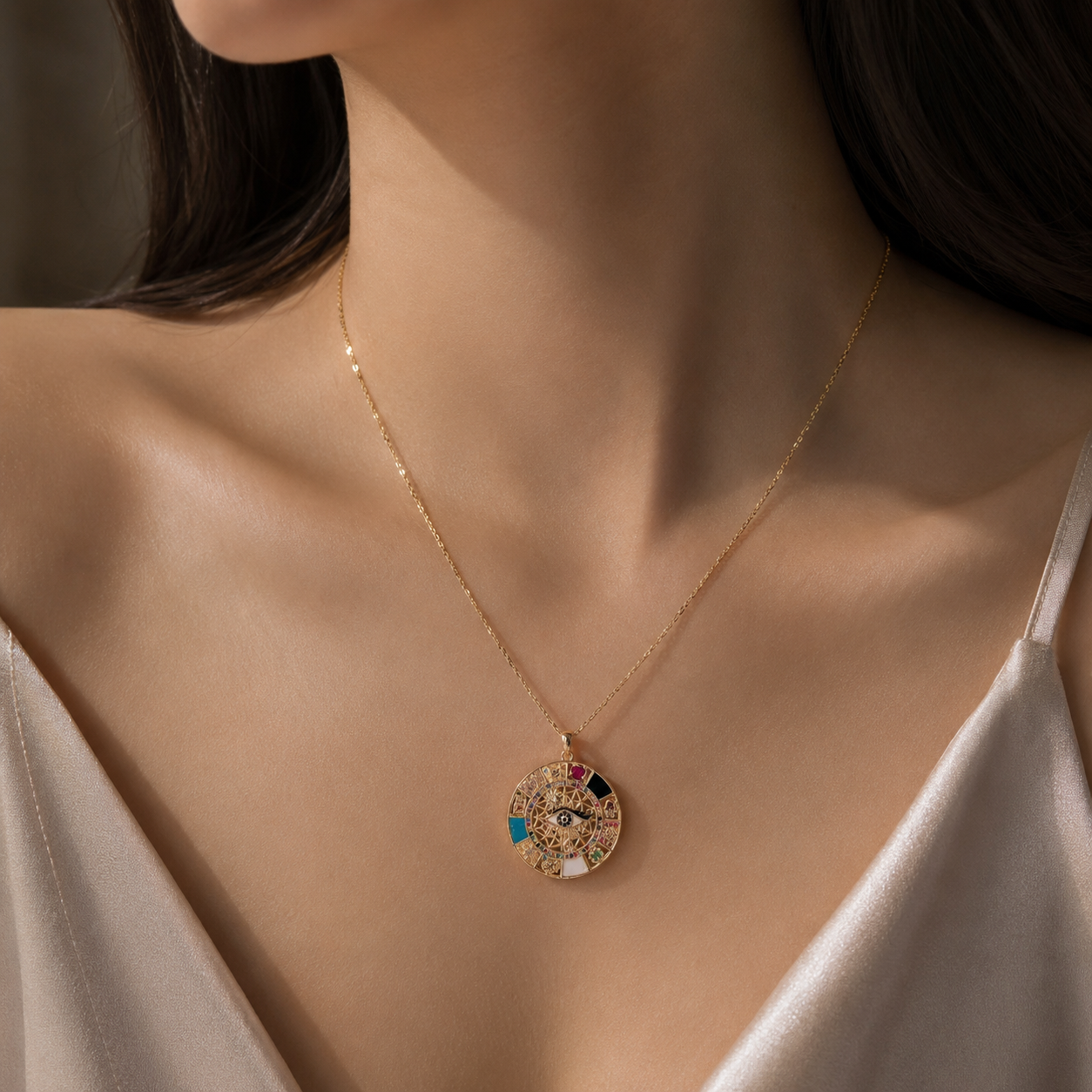 Egyptian eye Necklace – Gold-Plated Evil Eye Pendant