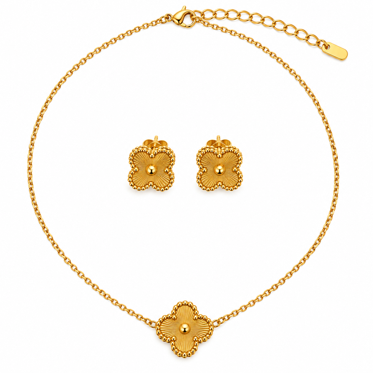 Golden Bloom Clover Set – Radiant & Refined