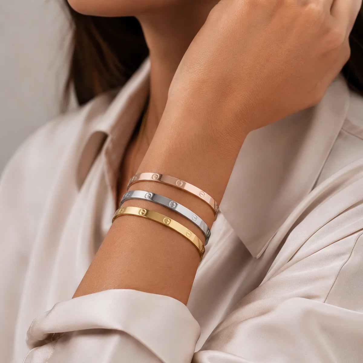 SEDA cartier set Screw Bangle Trio – Mixed Metal Edition