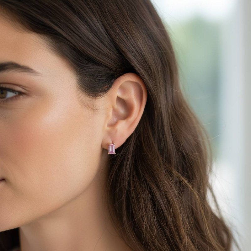 Gemstone Glow Huggie Hoop Earrings | Poshewix – view 2