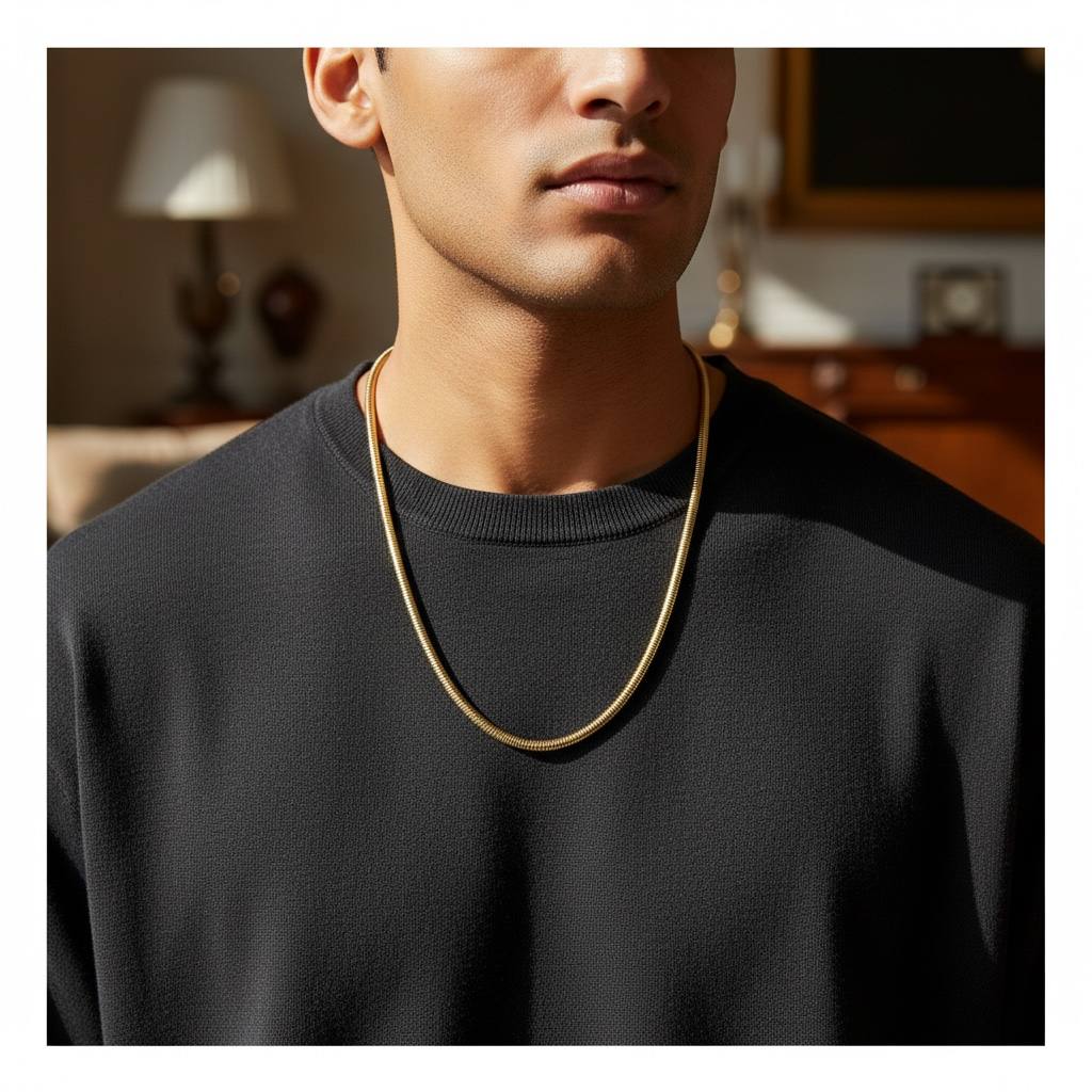 Classic Gold Herringbone Snake Chain Necklace ✨ | Poshewix – view 2