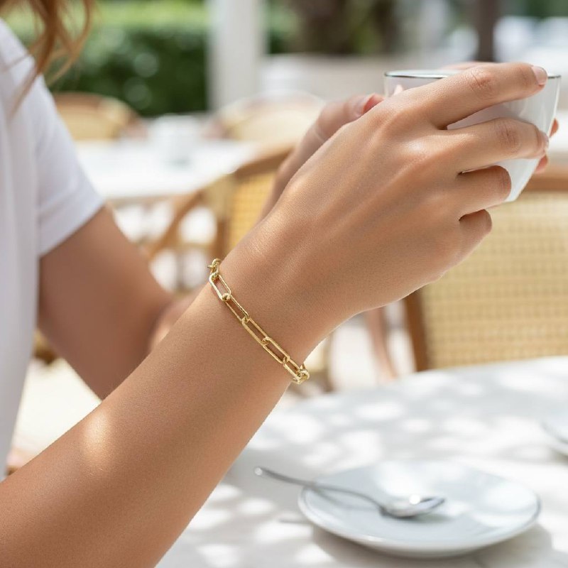 Thick PAPERCLIP blank Bracelet – 18K color | Poshewix – view 2