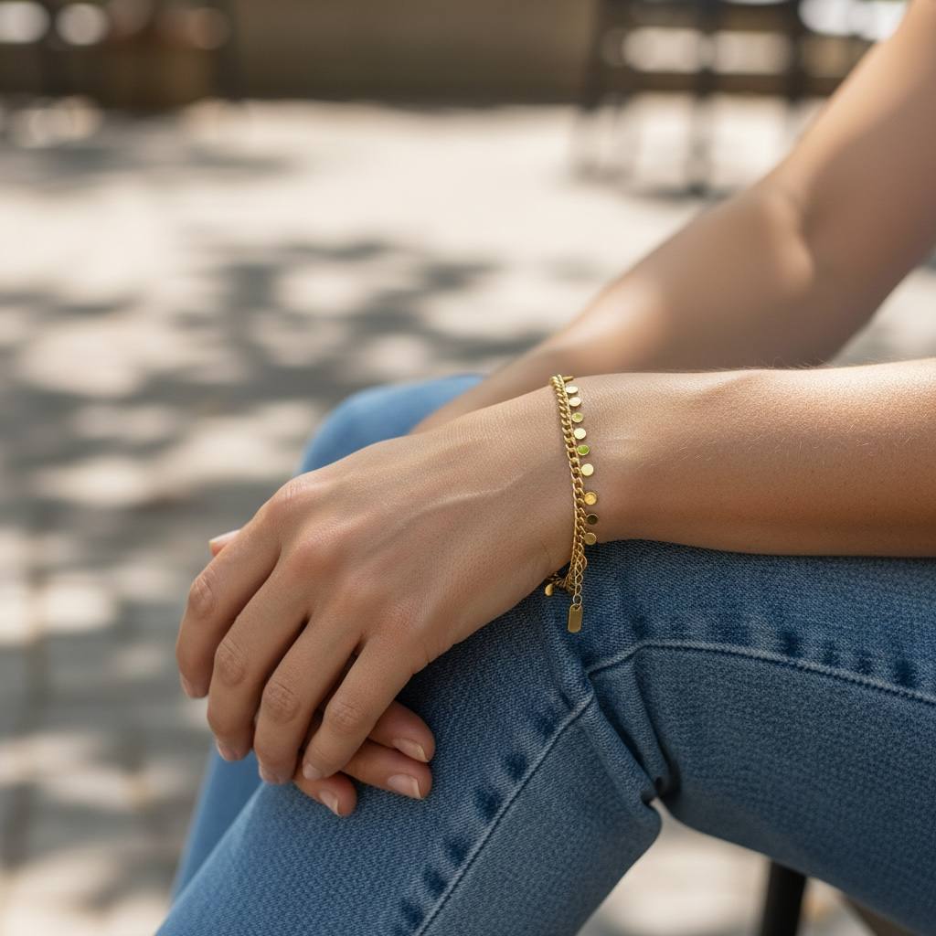 circle “Golden Dots” 18K Gold-Plated Bracelet | Poshewix – view 2