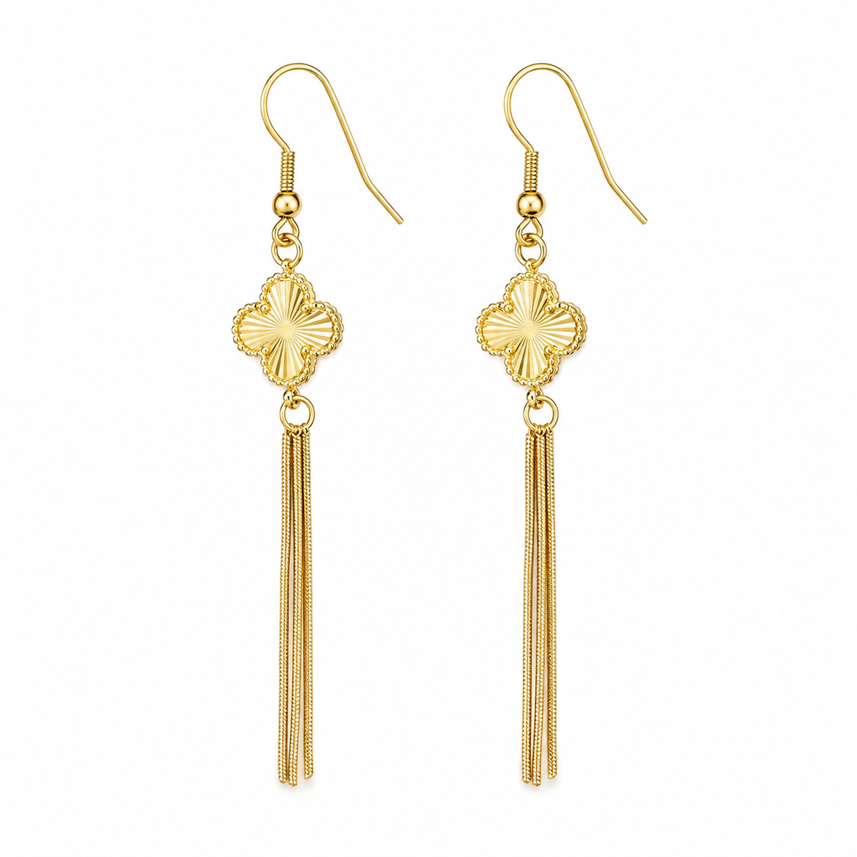 Golden Clover Tassel Earrings | Poshewix