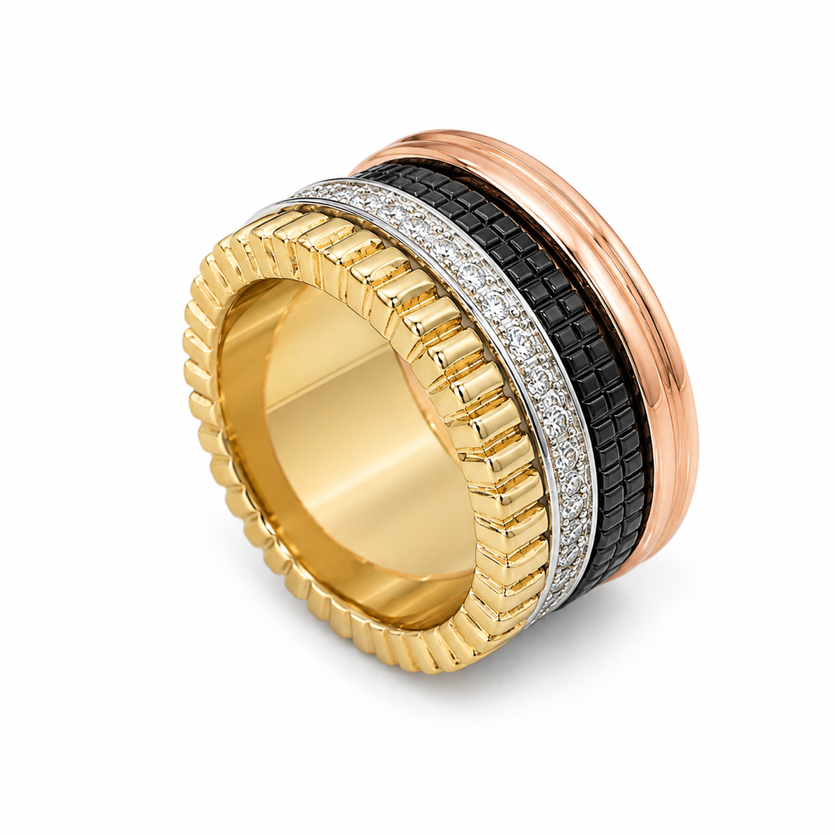 Tricolor Luxe Statement Ring – Bold & Refined | Poshewix