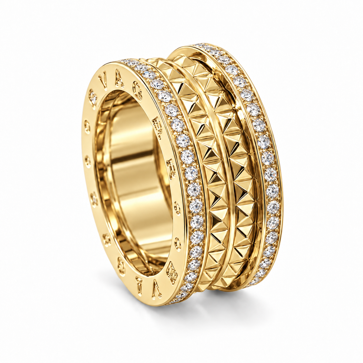 Bvulgari-Inspired Studded Band Ring