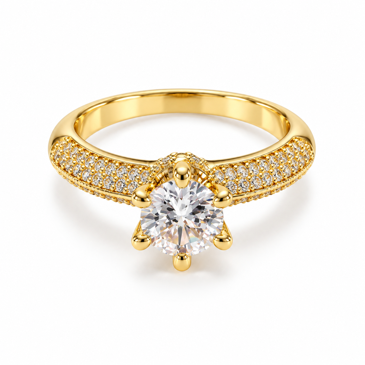 Royal Spark Solitaire Ring – Silver & Gold