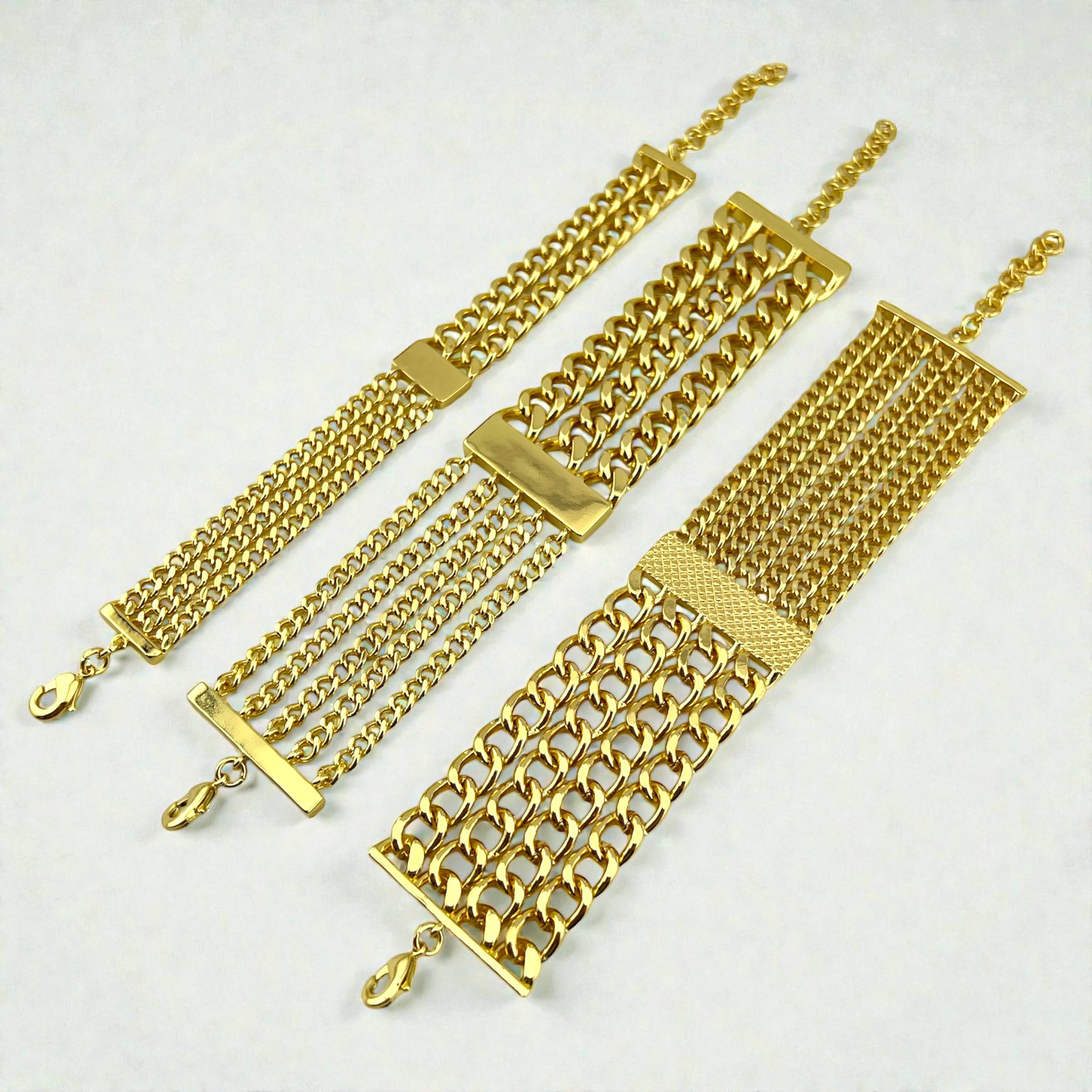 Multichain Layered Curb Bracelet