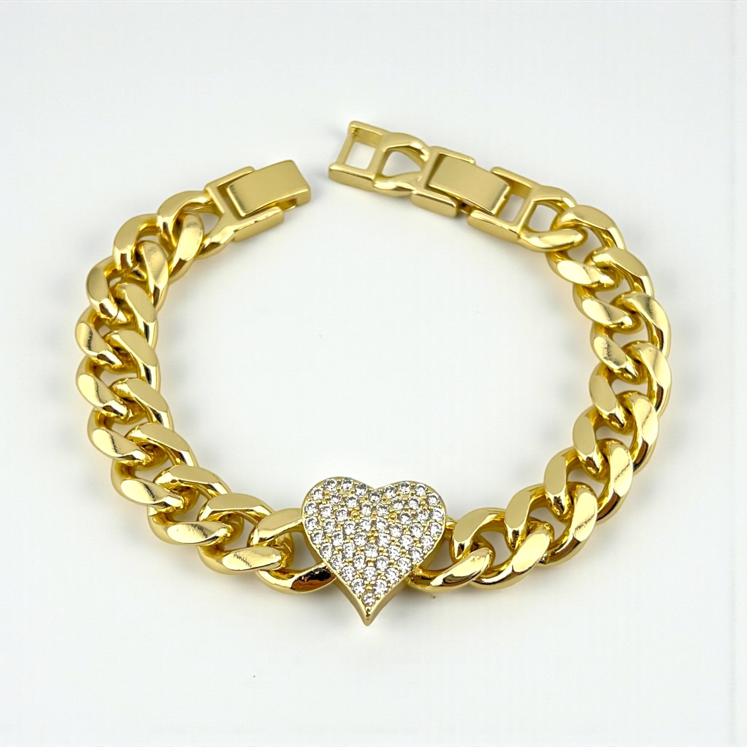 Heart Cuban Chain Bracelet
