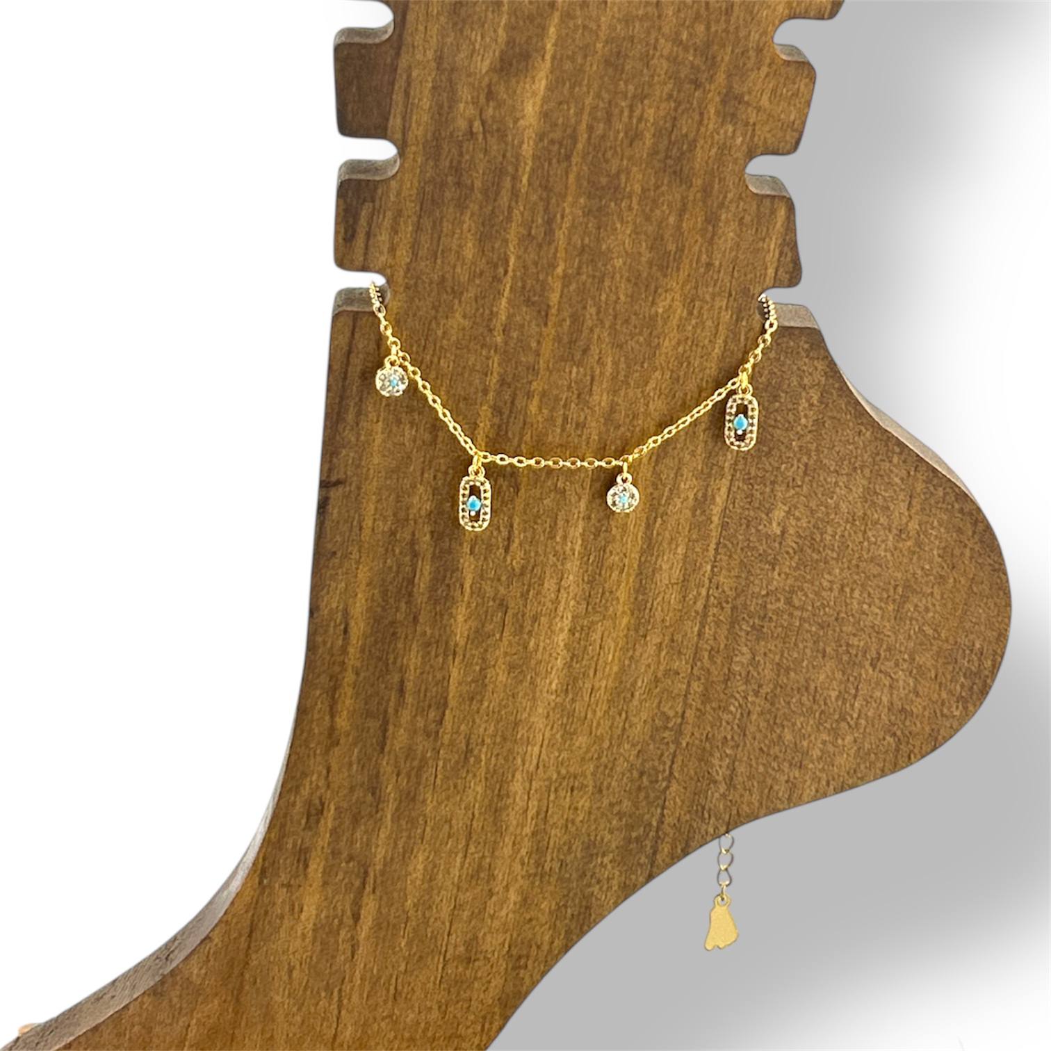 خلخال من الفيروز والكريستال 