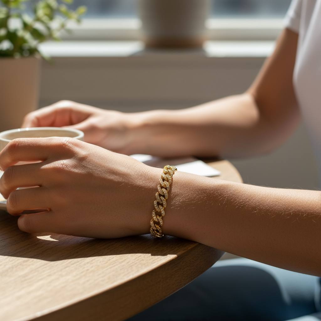 سوار سلسلة كوبية مثلجة - إصدار ذهبي وفضي ✨