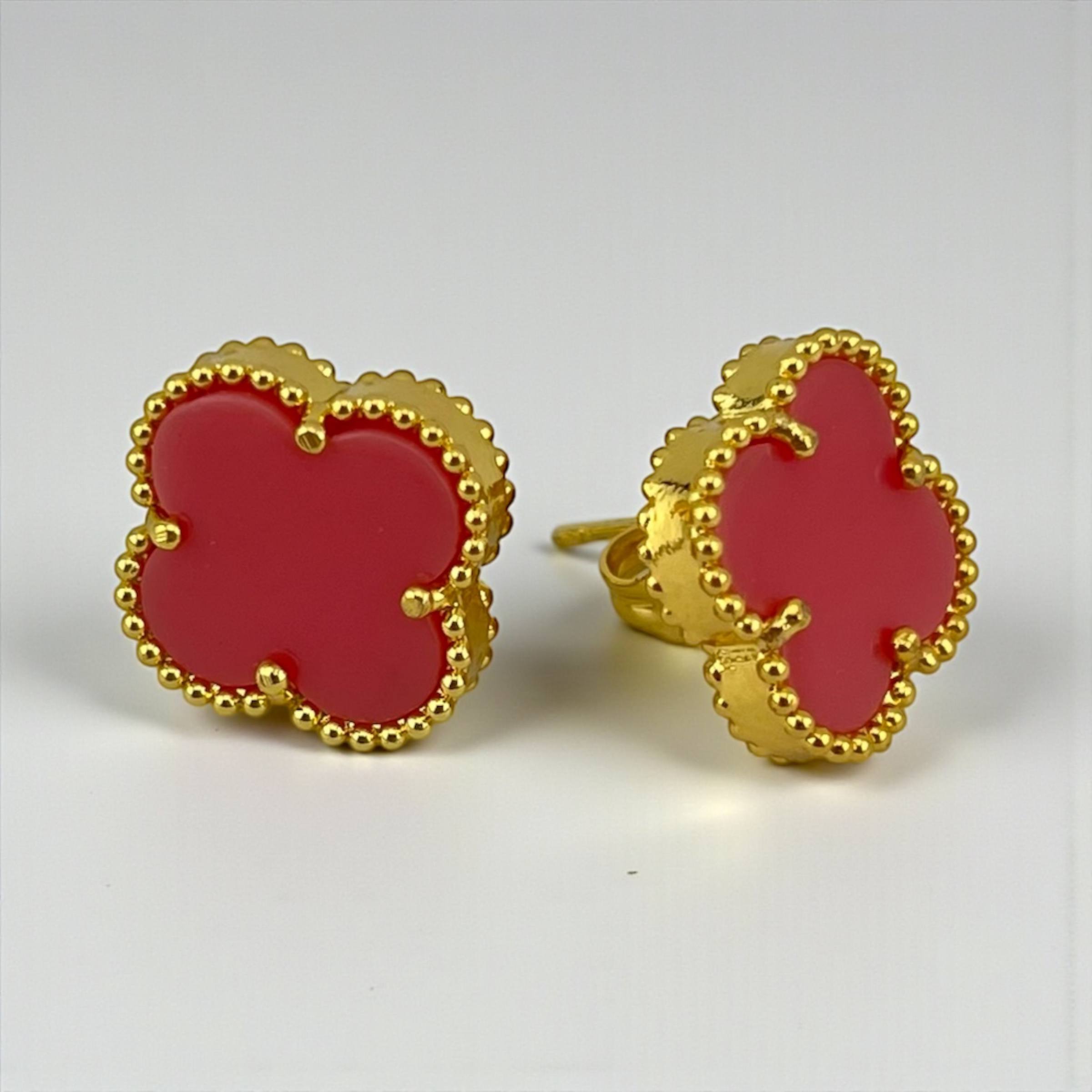 أقراط كلوفر المرصعة – مجموعة متعددة الألوان