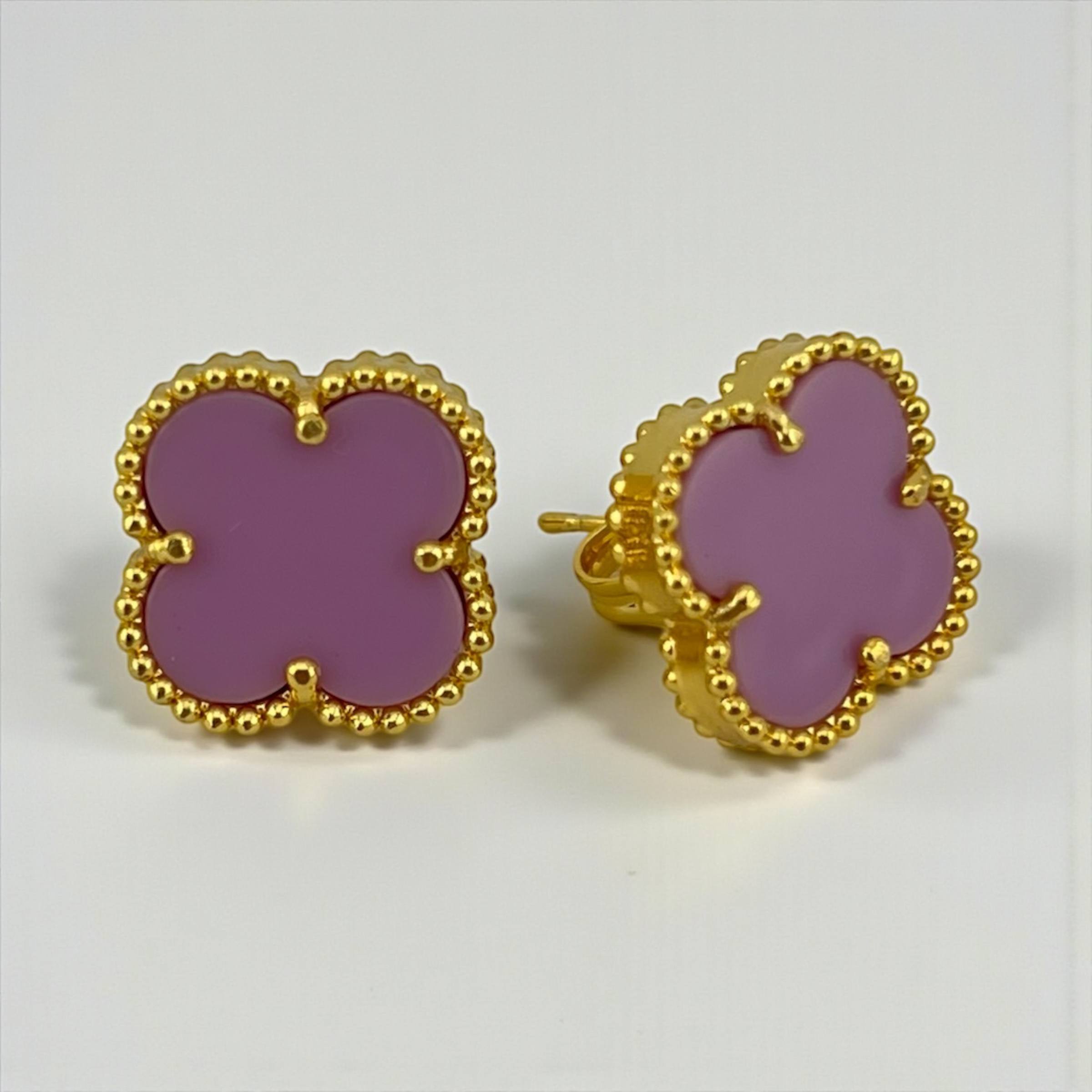 أقراط كلوفر المرصعة – مجموعة متعددة الألوان