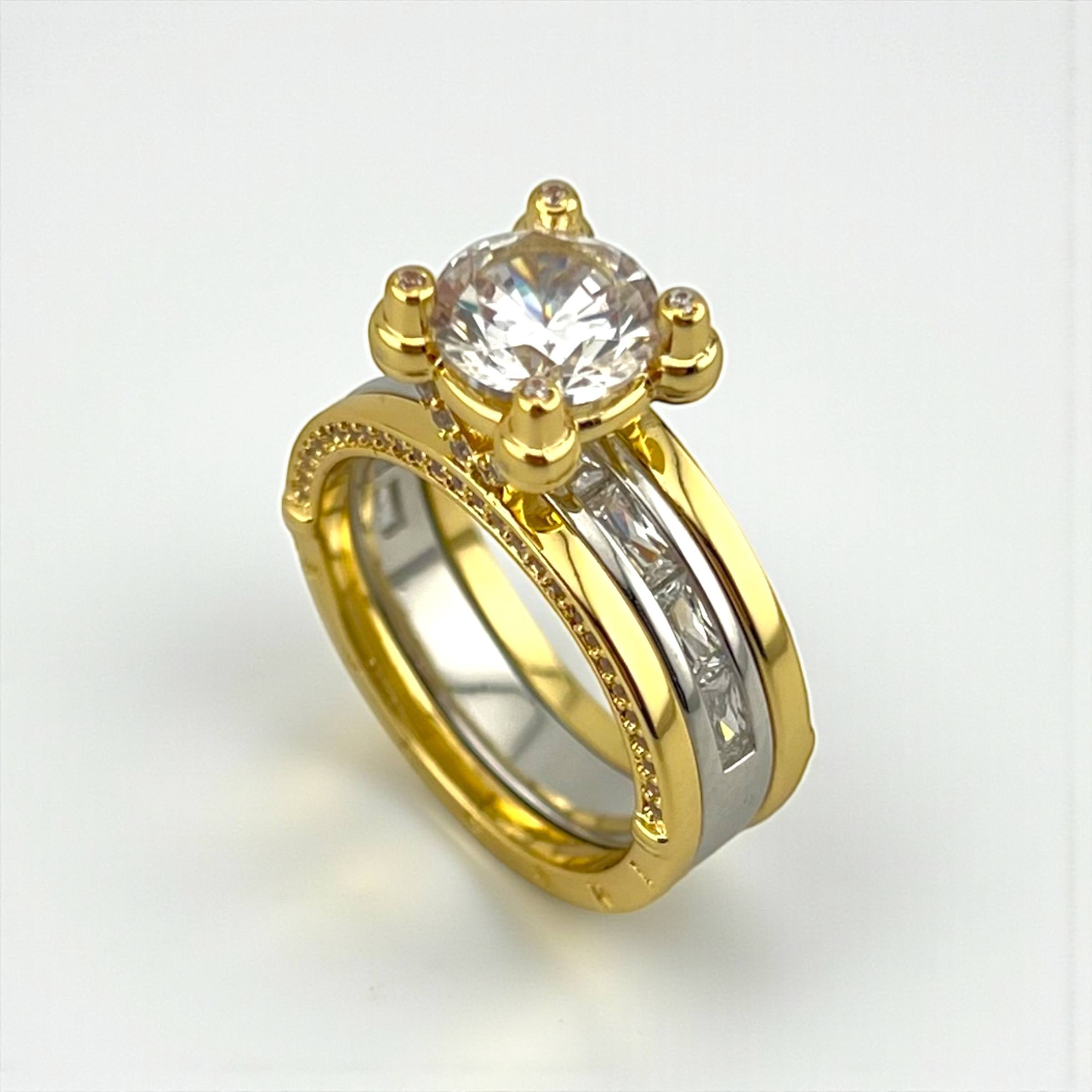 خاتم ملكي مزدوج - ذهبي وفضي