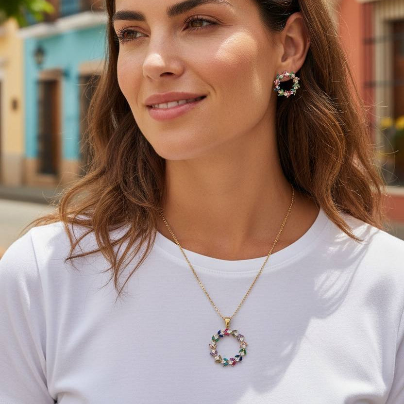 مجموعة بريزم بلوم - قلادة وأقراط