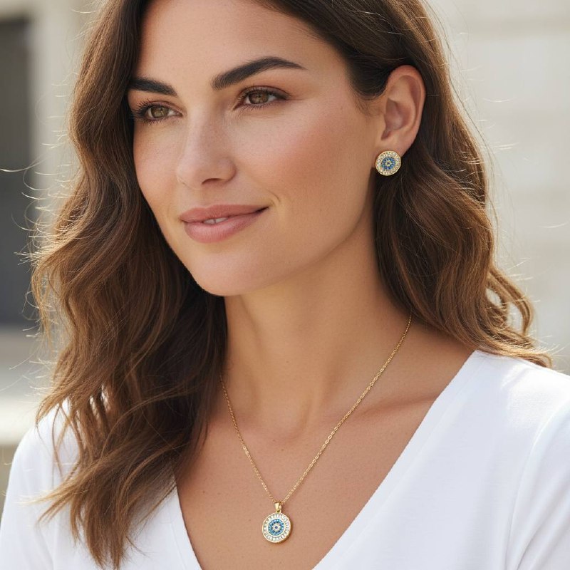 مجموعة هالة منتصف الليل - قلادة عين الشر + أقراط